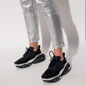 Balmain B-Bold Suede Neoprene Low Sneaker Black Silver